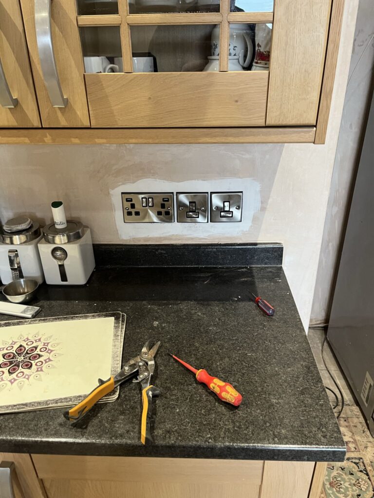 Kitchen reovation rewire electrical project completed by electric-cal solutions.
